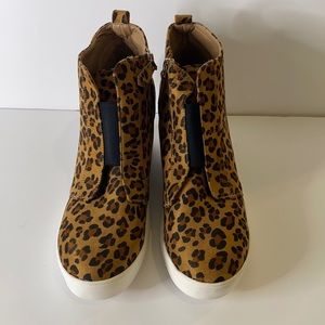 Leopard wedge sneakers